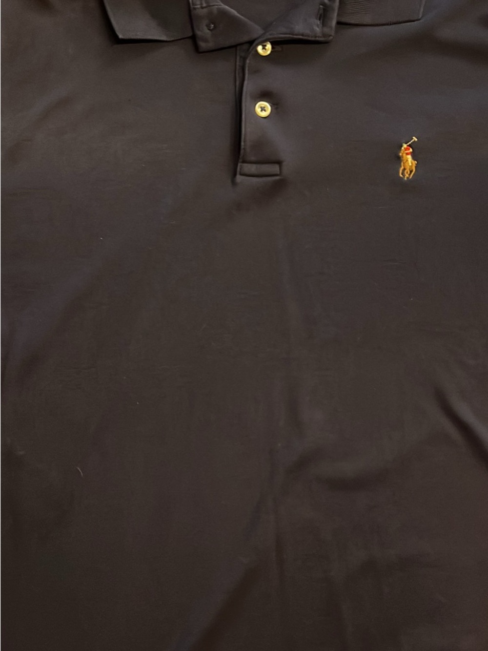 Ralph Lauren Black Polo with Gold Pony Embroidery
